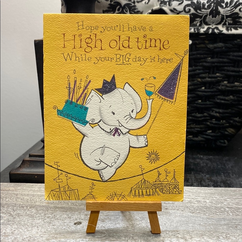 Vintage 1957 Yellow Elephant Birthday Card!